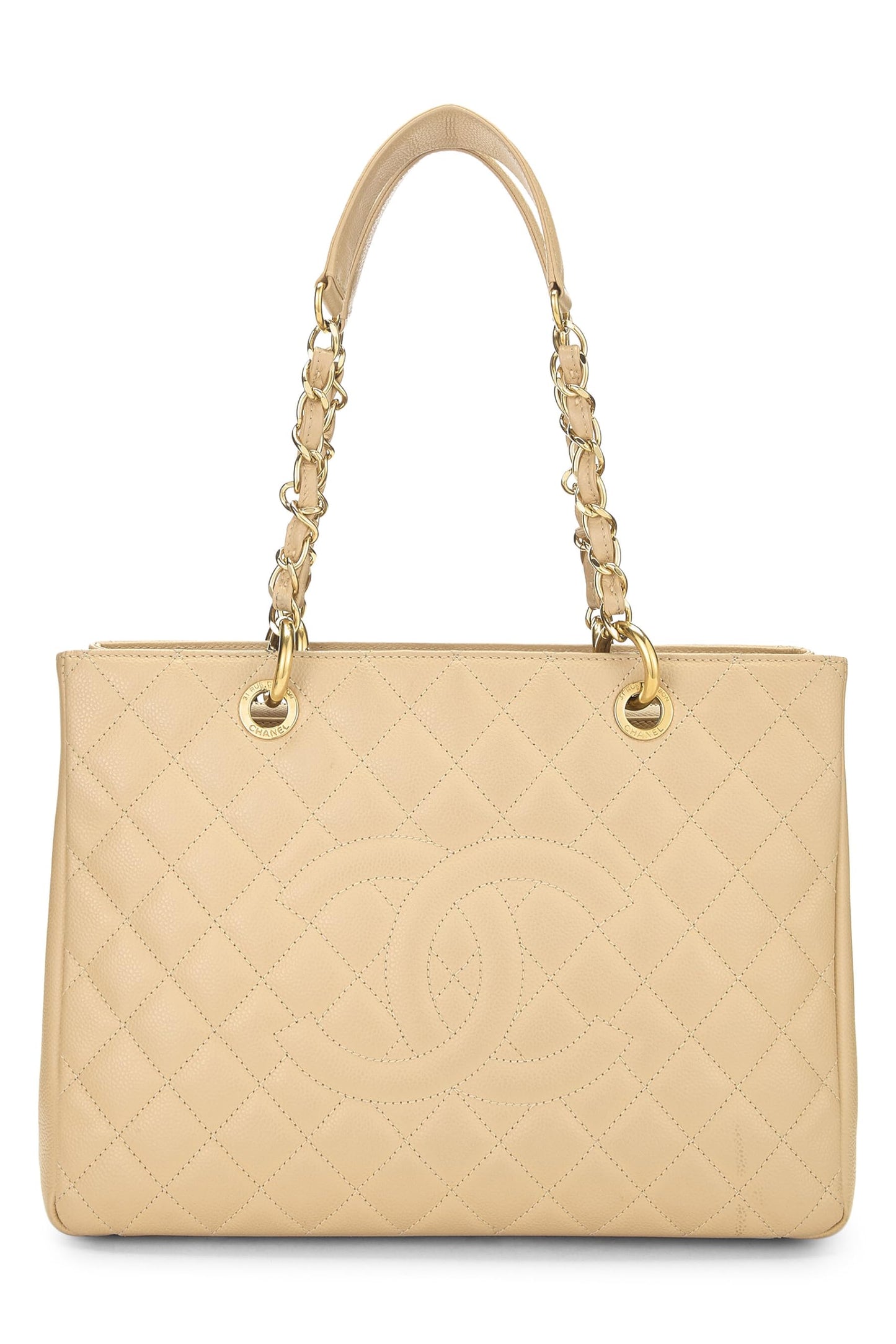 Chanel, Bolso shopping Grand de caviar acolchado beige Pre-Loved (GST), Beige