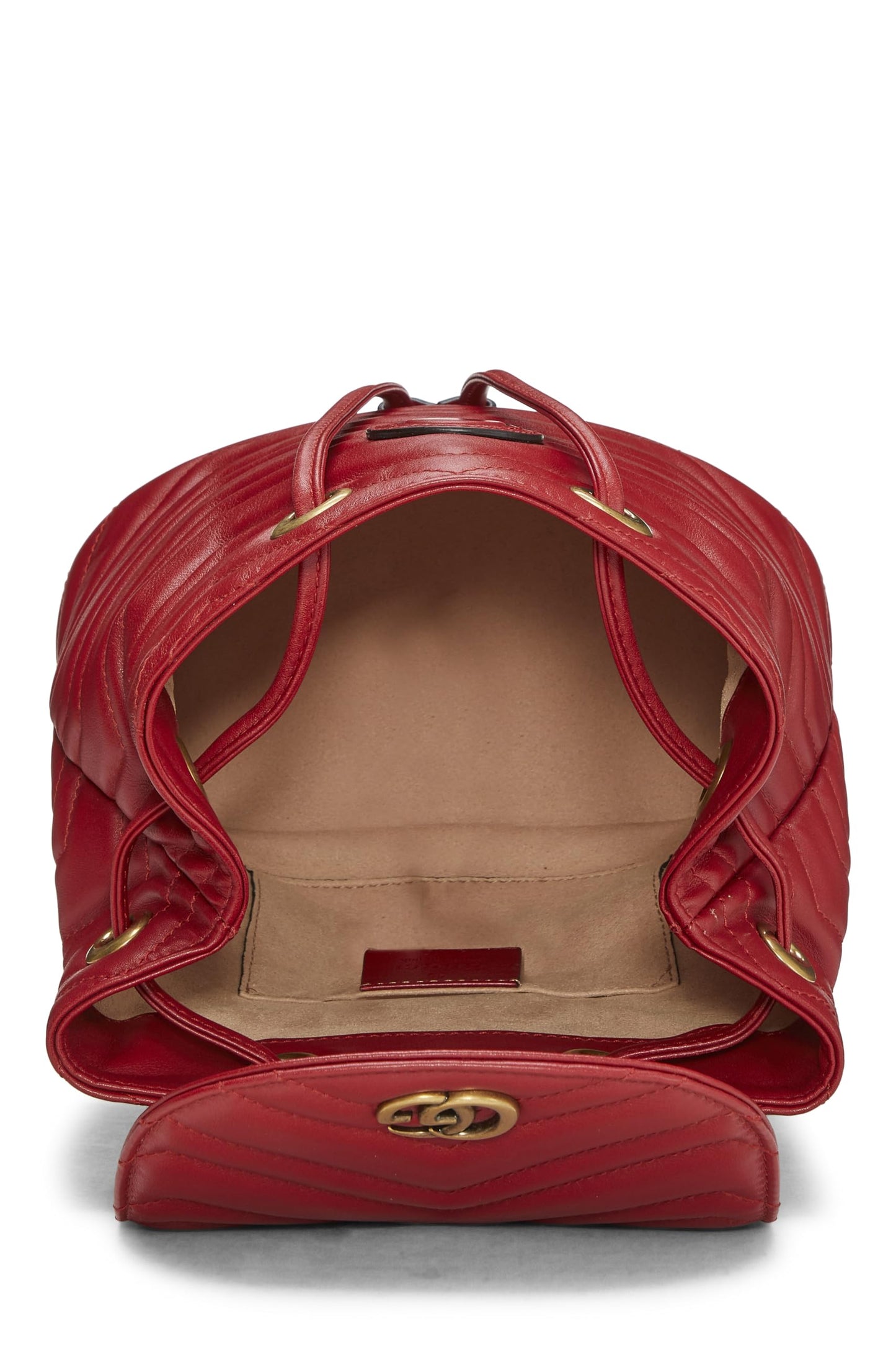 Gucci, sac à dos Marmont GG en cuir rouge d'occasion, petit modèle, rouge