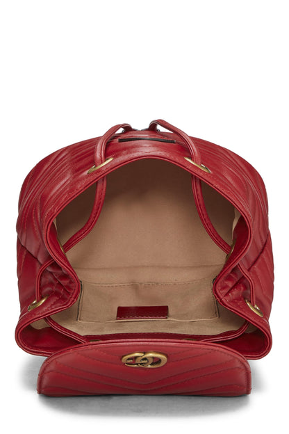 Gucci, sac à dos Marmont GG en cuir rouge d'occasion, petit modèle, rouge