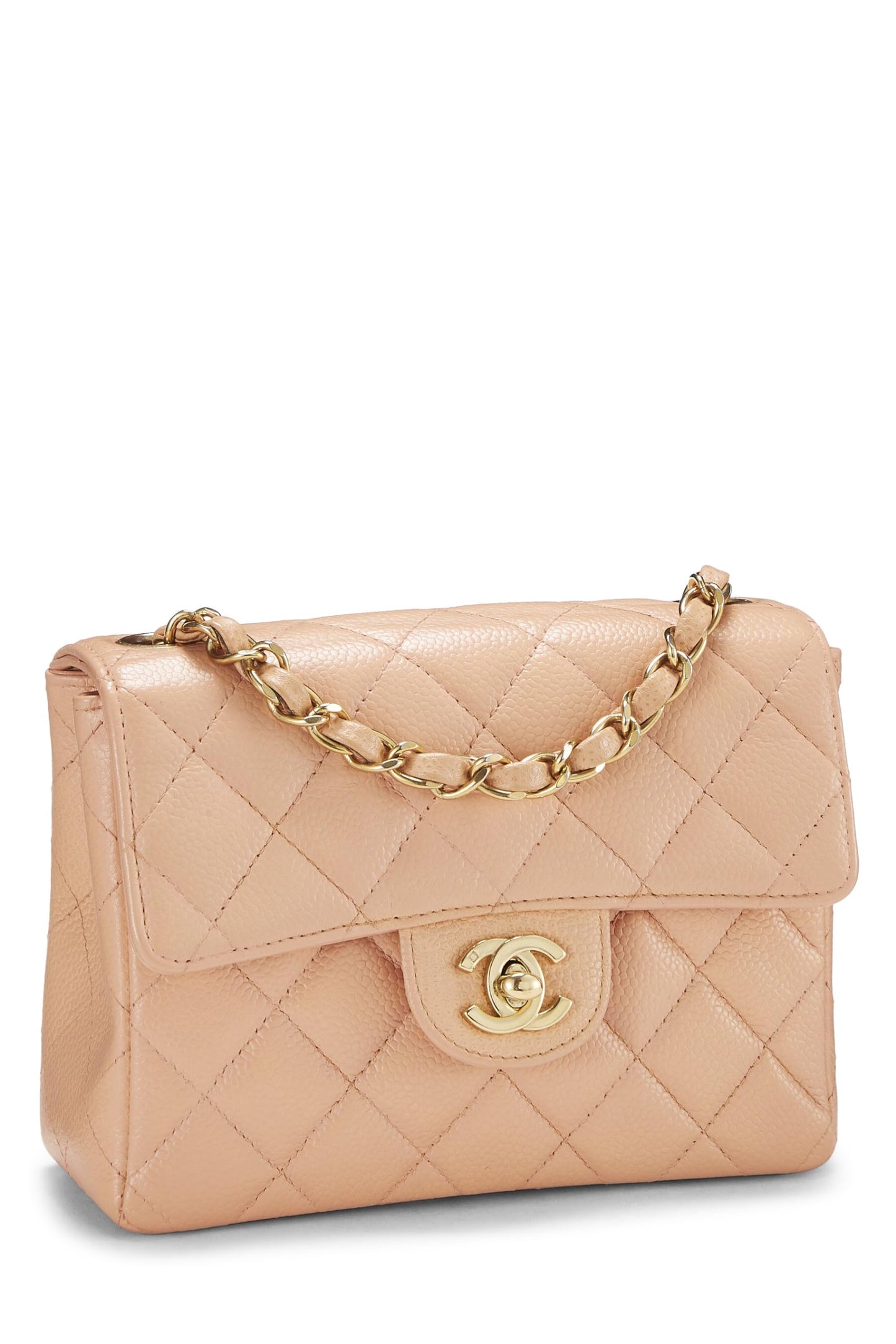 Chanel, Pre-Loved Pink Quilted Caviar Half Flap Mini, Pink