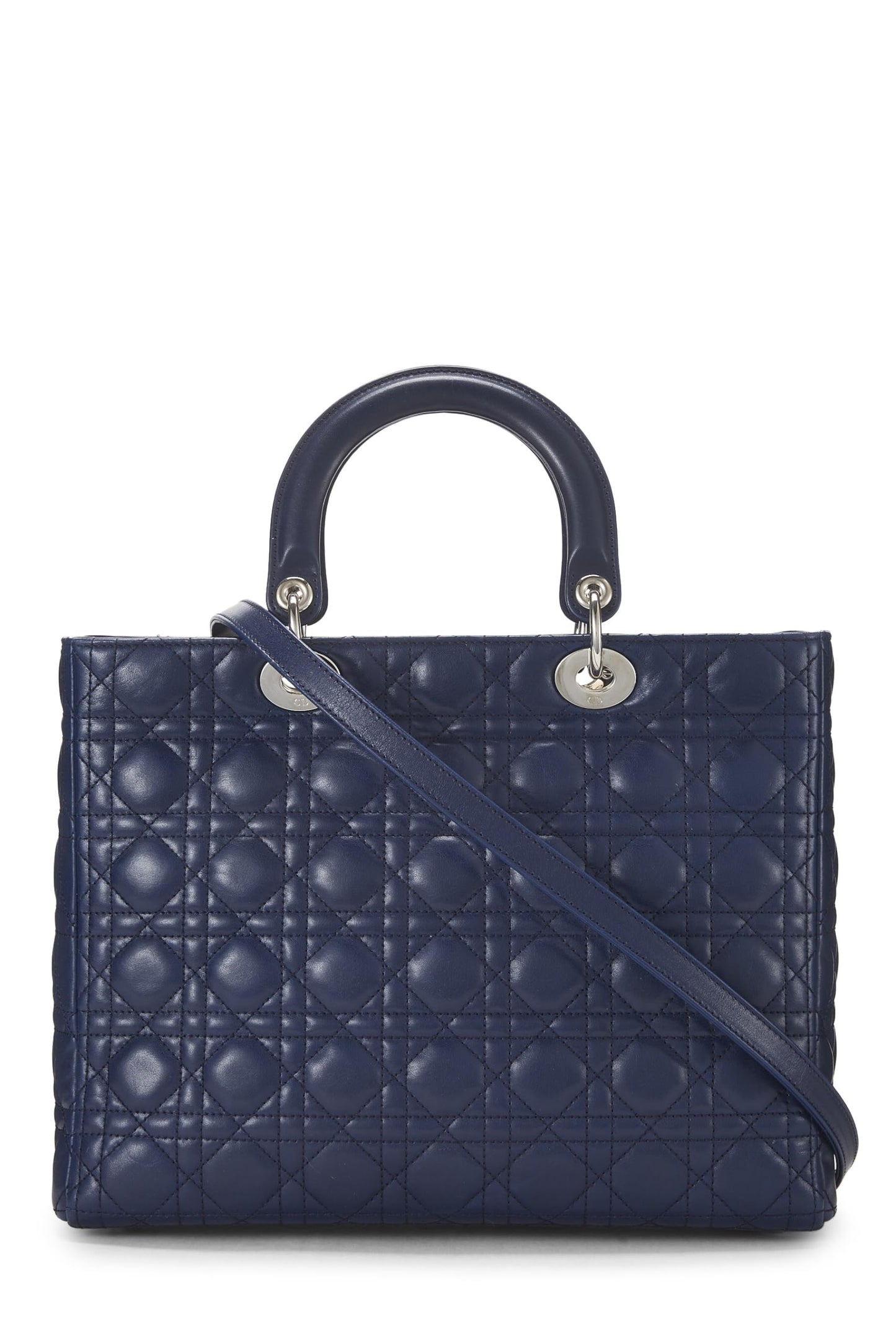 Dior, Pre-Loved Blue Cannage Quilted Lambskin Lady Dior Large, Blue