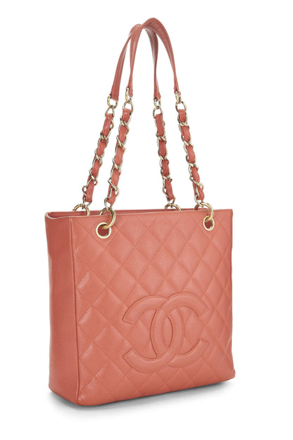 Chanel, Pre-Loved Pink Quilted Caviar Petite Shopping Tote (PST), Pink