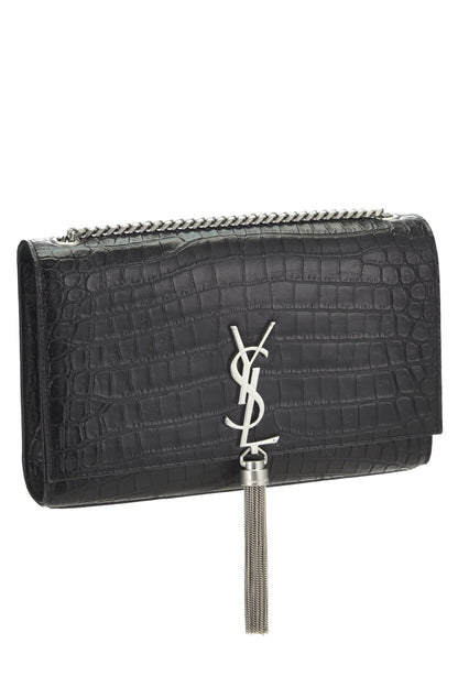 Yves Saint Laurent, Pre-Loved Black Embossed Kate Tassel Medium, Black