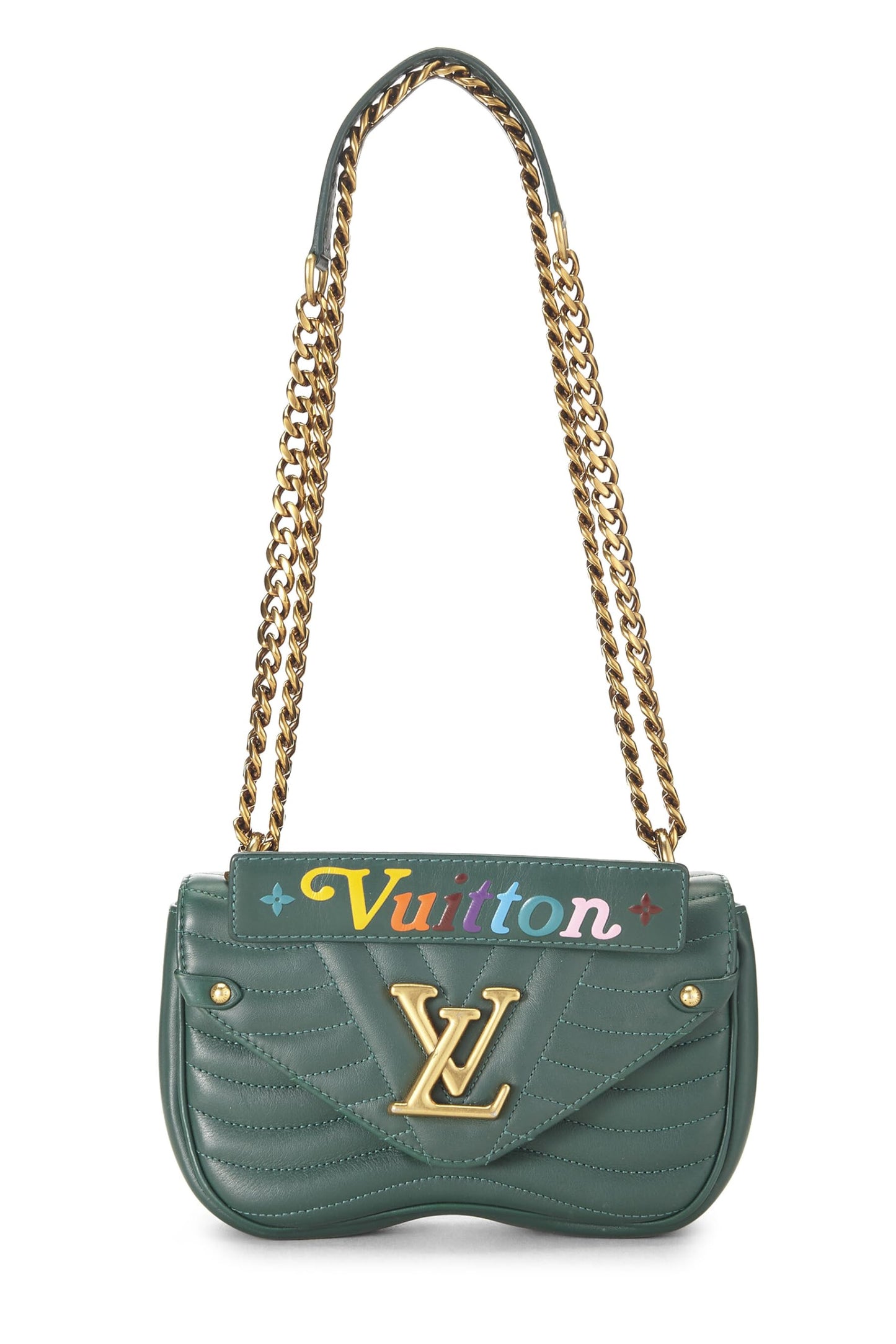 Louis Vuitton, Cadena New Wave de piel de becerro verde Pre-Loved MM, Verde