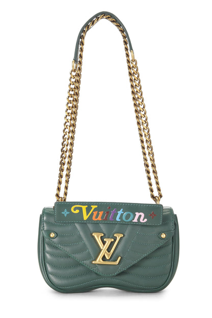 Louis Vuitton, Pre-Loved Green Calfskin Leather New Wave Chain MM, Green