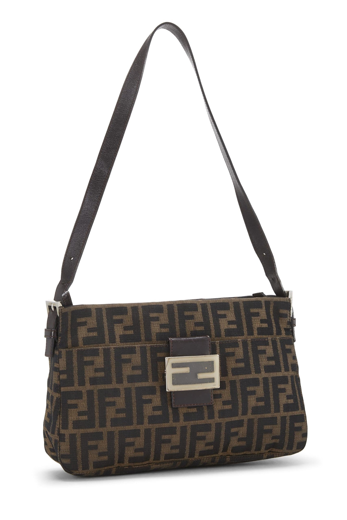 Fendi, Bolso de hombro de lona Zucca marrón Pre-Loved, Marrón