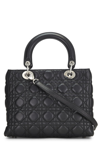 Dior, Pre-Loved Black Cannage Quilted Lambskin Lady Dior Medium, Black