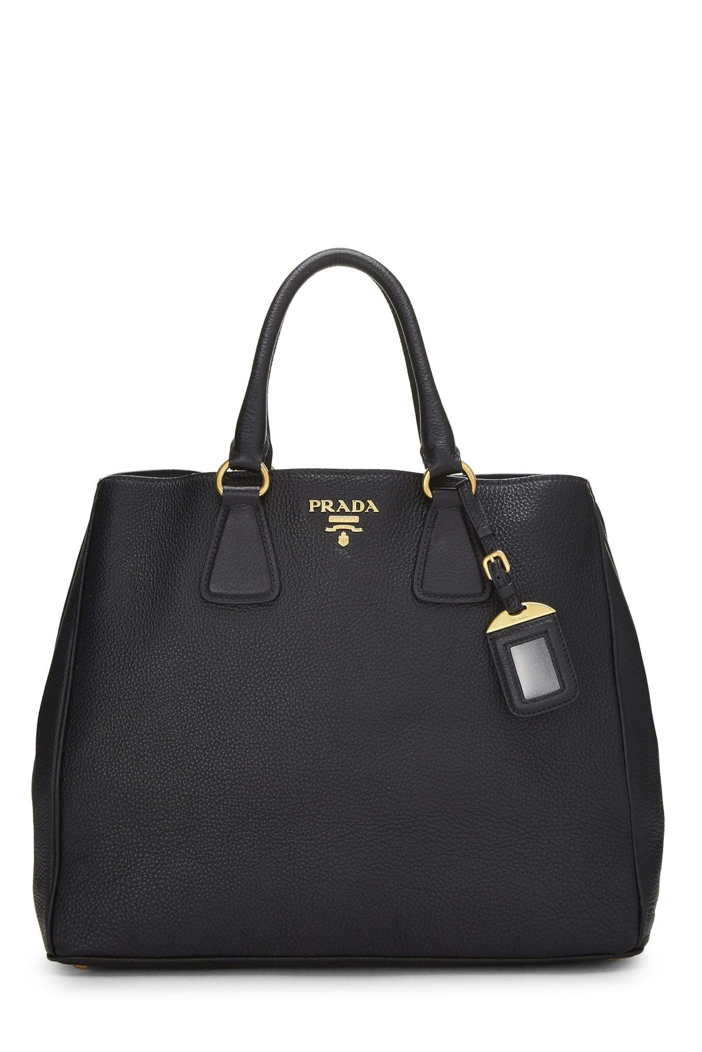 Prada, Pre-Loved Black Vitello Daino Convertible Tote, Black