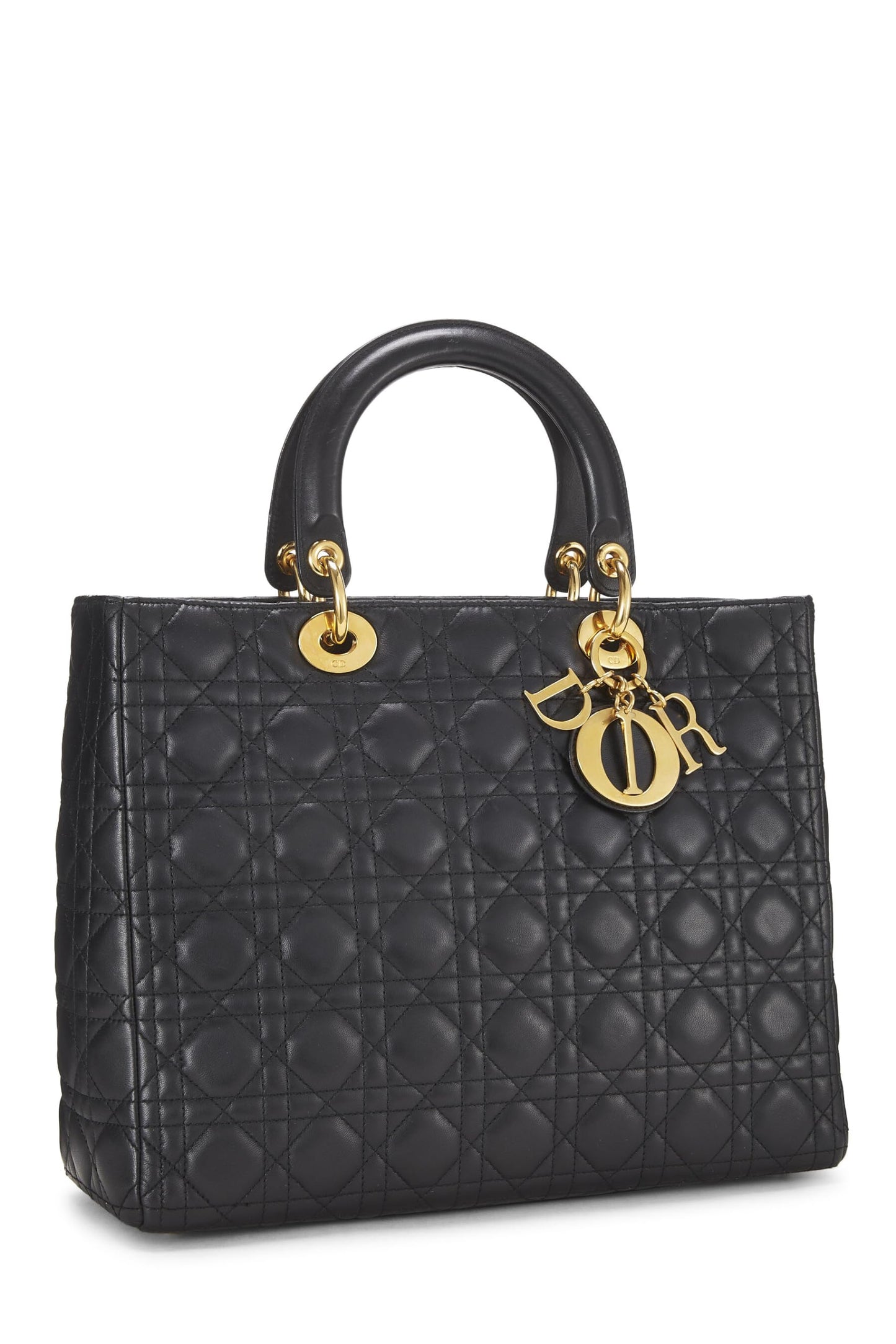 Dior, Lady Dior Large en cuir Cannage noir d'occasion, noir