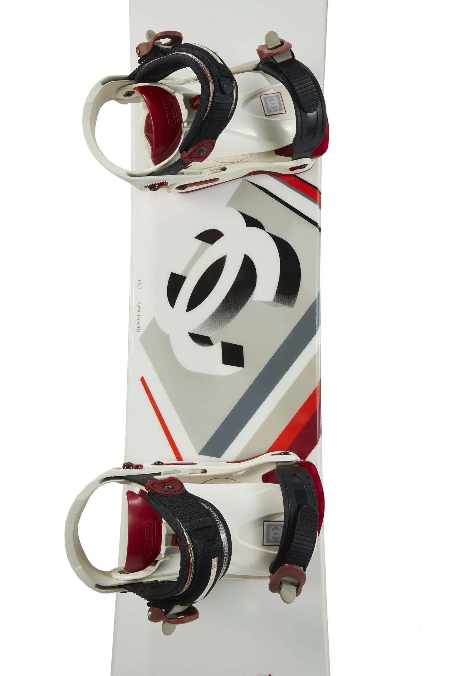 Chanel, Tabla de snowboard Sportline 'CC' de fibra de vidrio blanca usada, Blanco