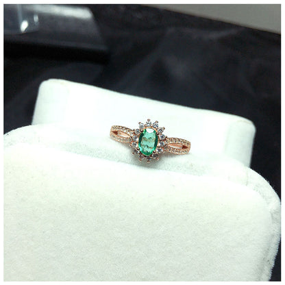 Fashion Personality Ladies Natural Emerald Ring