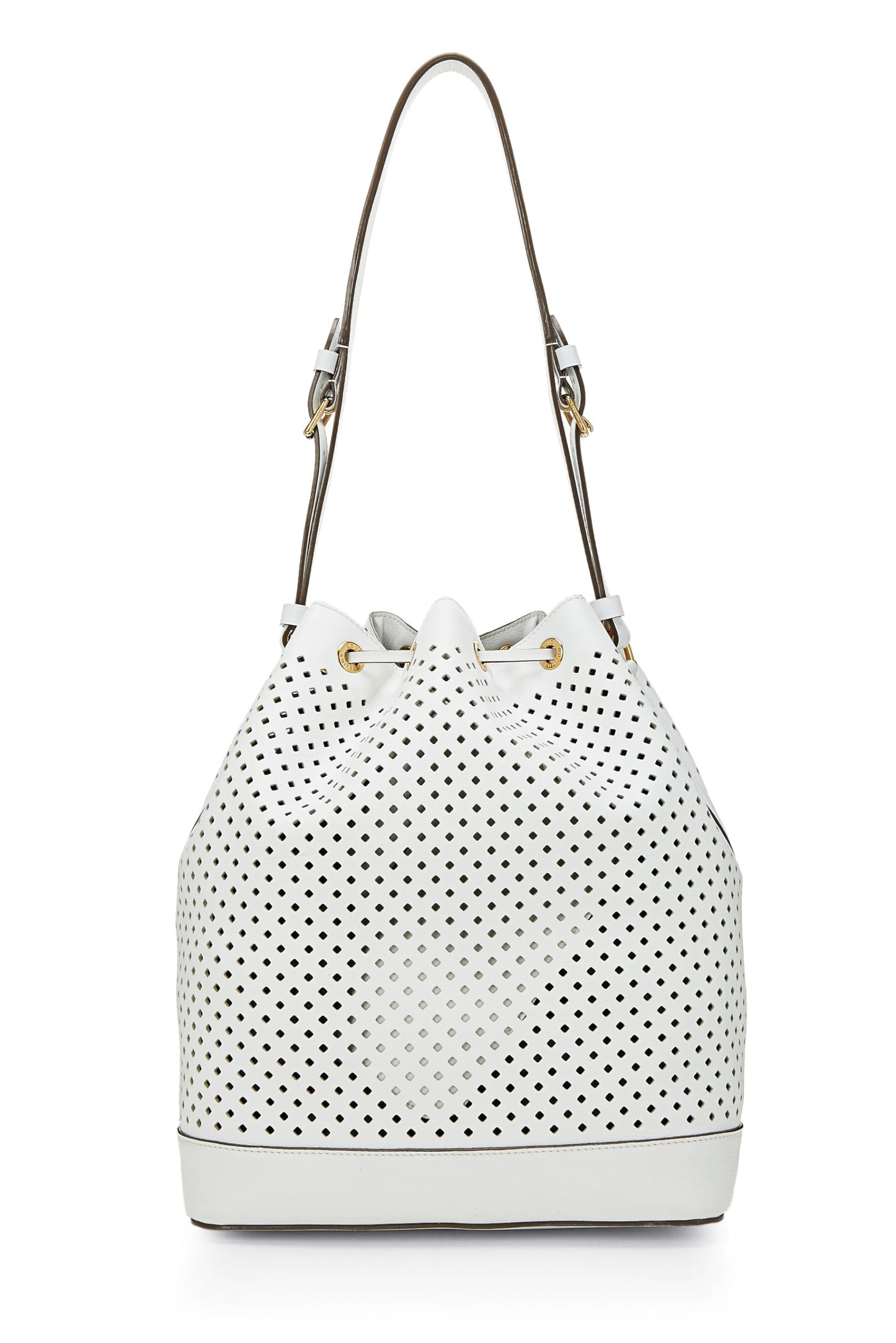 Louis Vuitton, Pre-Loved White Perforated Leather Noé, White