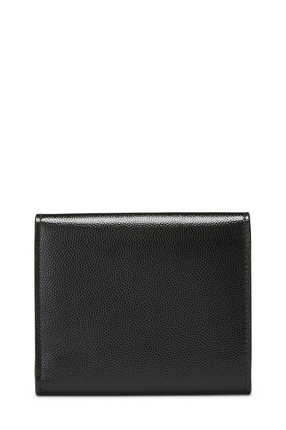 Yves Saint Laurent, Pre-Loved Black Patent Leather Trifold Wallet, Black