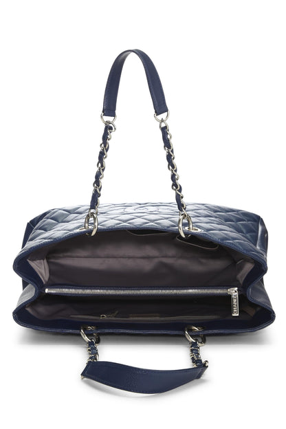 Chanel, Pre-Loved Navy Quilted Caviar Grand Shopping Tote (GST) XL, Navy