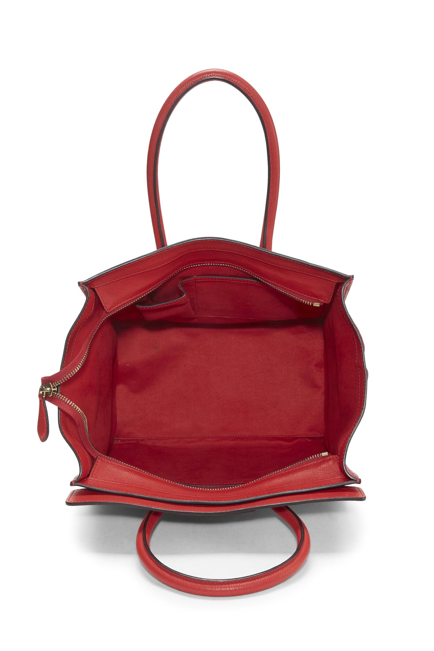 Céline, Pre-Loved Red Drummed Calfskin Luggage Mini, Red