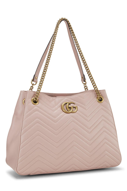 Gucci, sac fourre-tout à chaîne GG Marmont en cuir rose d'occasion, rose