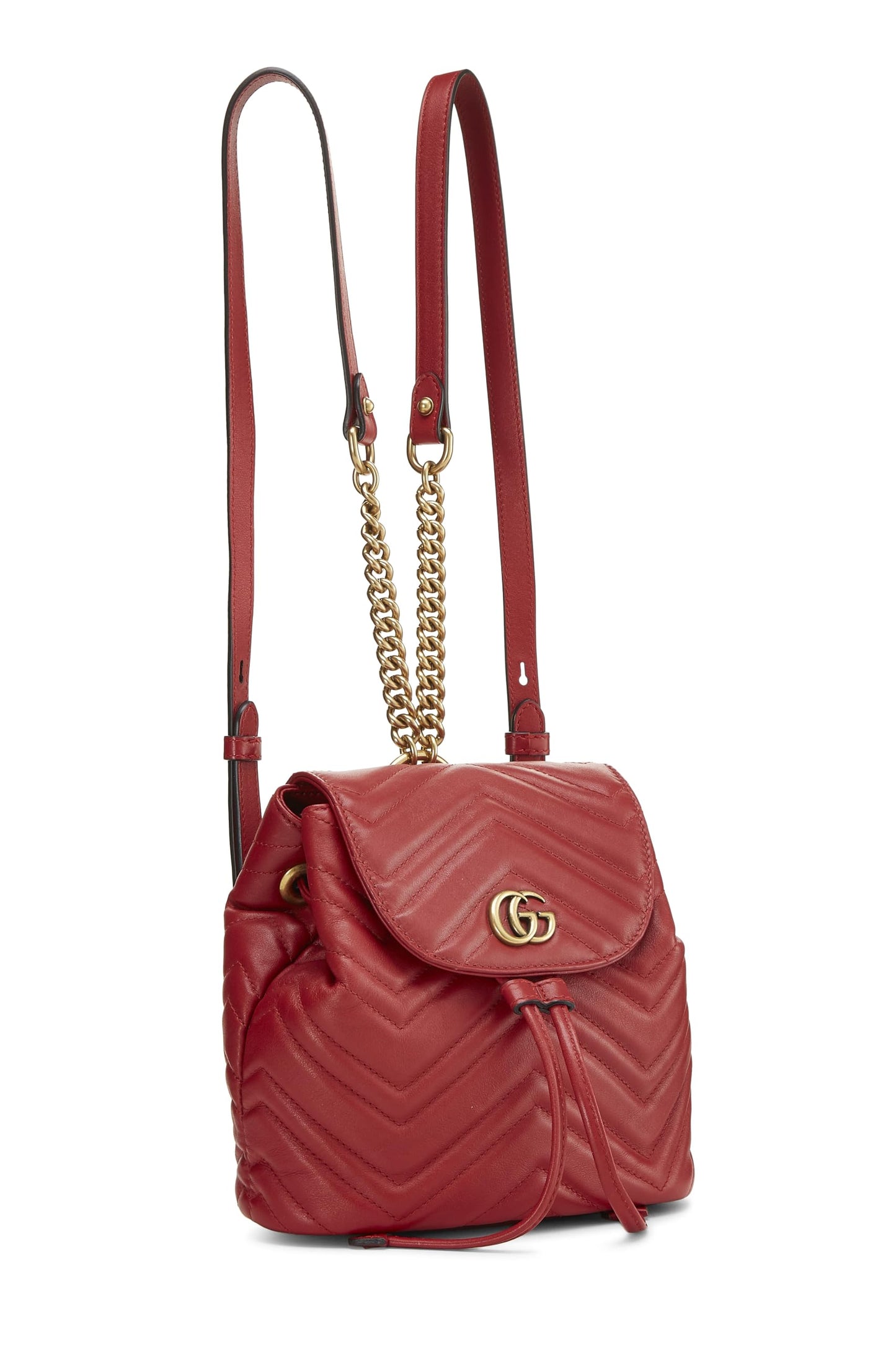 Gucci, Mochila pequeña GG Marmont de cuero rojo Pre-Loved, Rojo