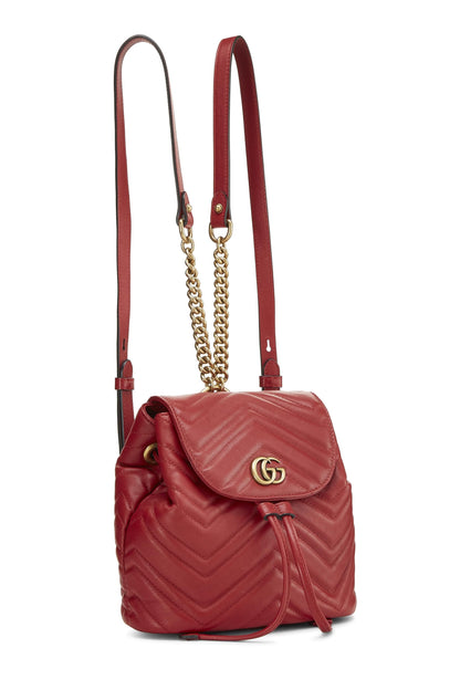 Gucci, sac à dos GG Marmont en cuir rouge d'occasion, petit, rouge