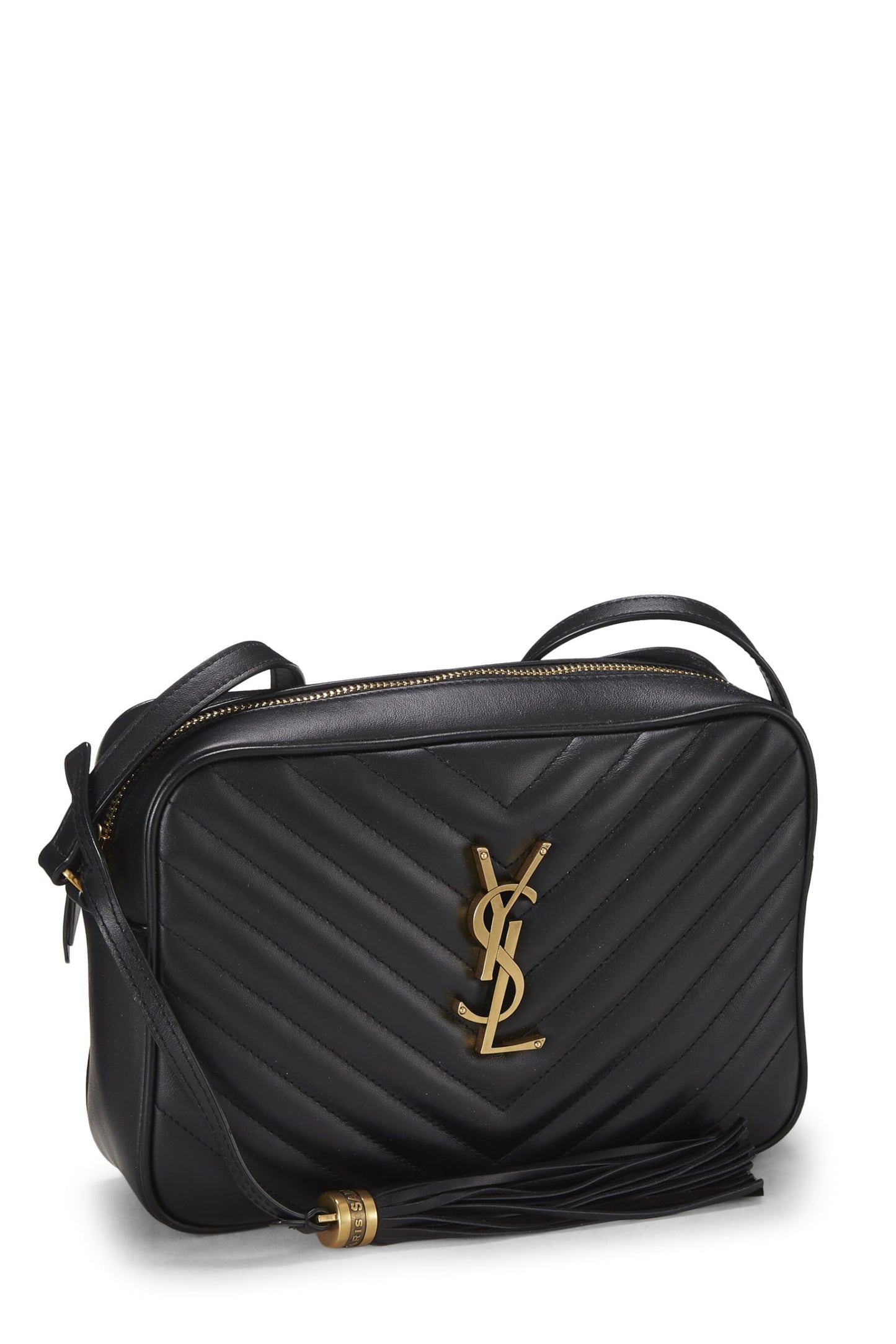 Yves Saint Laurent, sac à main Lou en cuir de veau matelassé noir d'occasion, noir