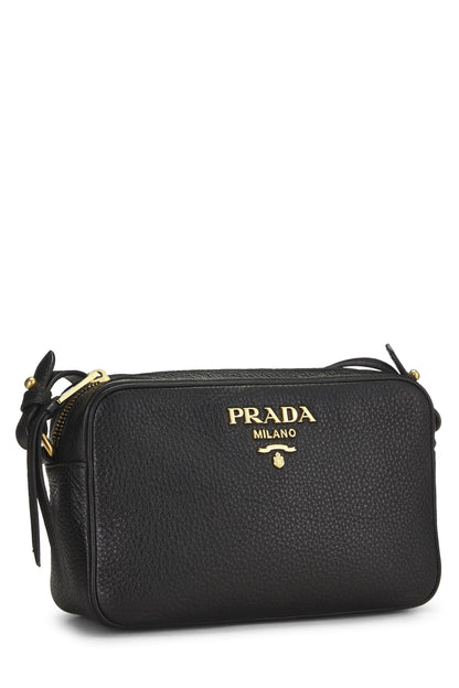 Prada, Sac pour appareil photo Vitello Daino noir pré-aimé, Noir