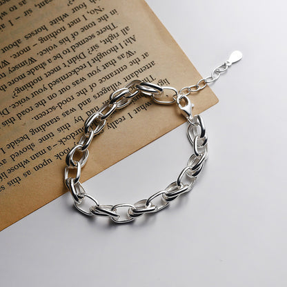 Bracelet de style urbain à chaîne épaisse creuse en argent sterling S925