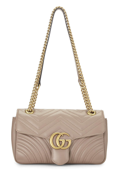 Gucci, Pre-Loved Beige Leather GG Marmont Shoulder Bag Small, Beige