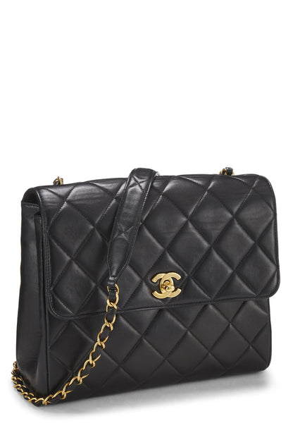 Chanel, Pre-Loved Black Quilted Lambskin 'CC' Square Shoulder Bag, Black