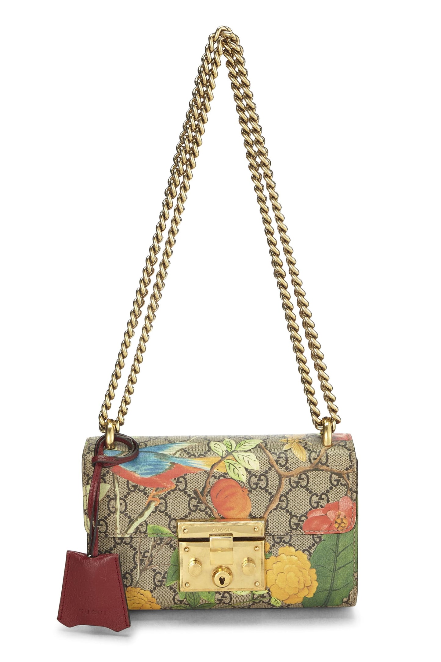 Gucci, sac à bandoulière en toile multicolore GG Supreme Tian Padlock Small, d'occasion, multicolore