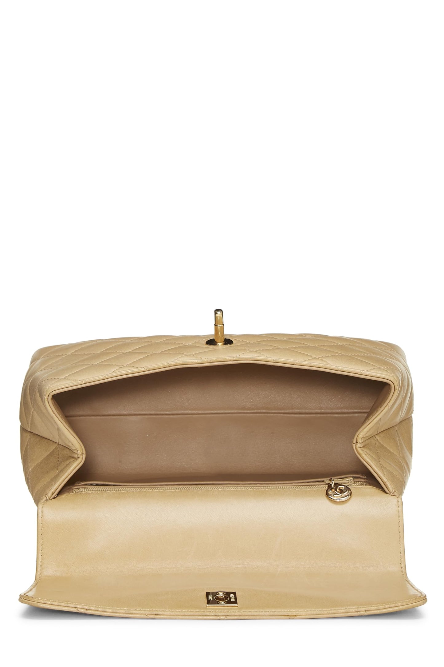 Chanel, Kelly en cuir d'agneau matelassé beige d'occasion, beige