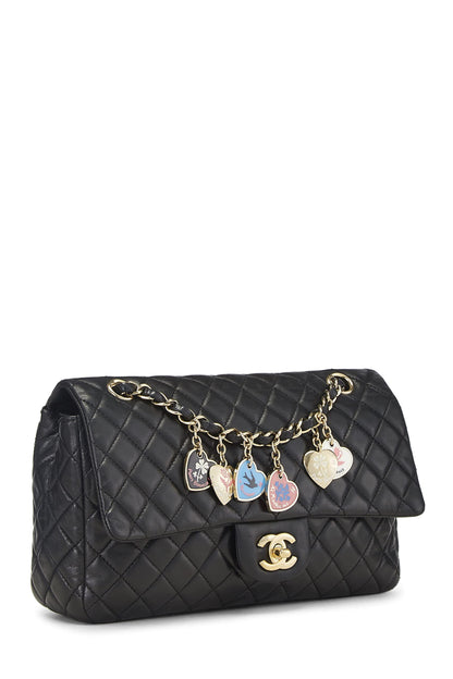 Chanel, Pre-Loved Black Quilted Lambskin Valentine Single Flap Medium, Black