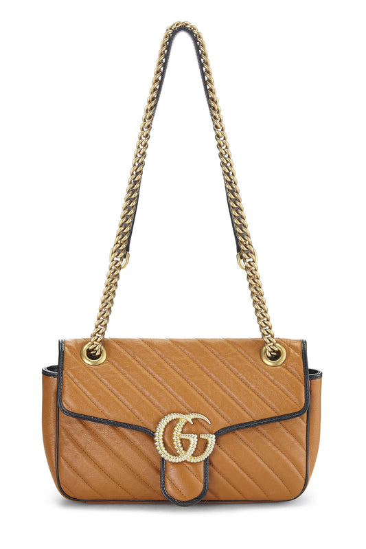 Gucci, Bolso de hombro pequeño Torchon GG Marmont de cuero naranja Pre-Loved, Naranja