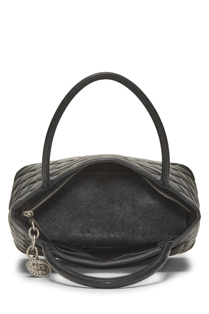 Chanel, Bolso tote con medallón de caviar acolchado negro Pre-Loved, Negro