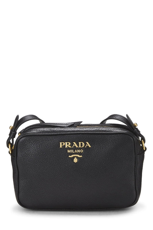 Prada, Pre-Loved Black Vitello Daino Camera Bag, Black