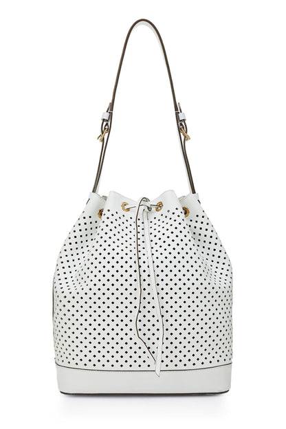 Louis Vuitton, Pre-Loved White Perforated Leather Noé, White