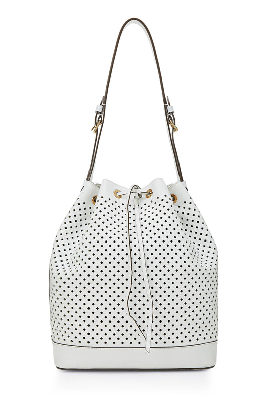 Louis Vuitton, Pre-Loved White Perforated Leather Noé, White