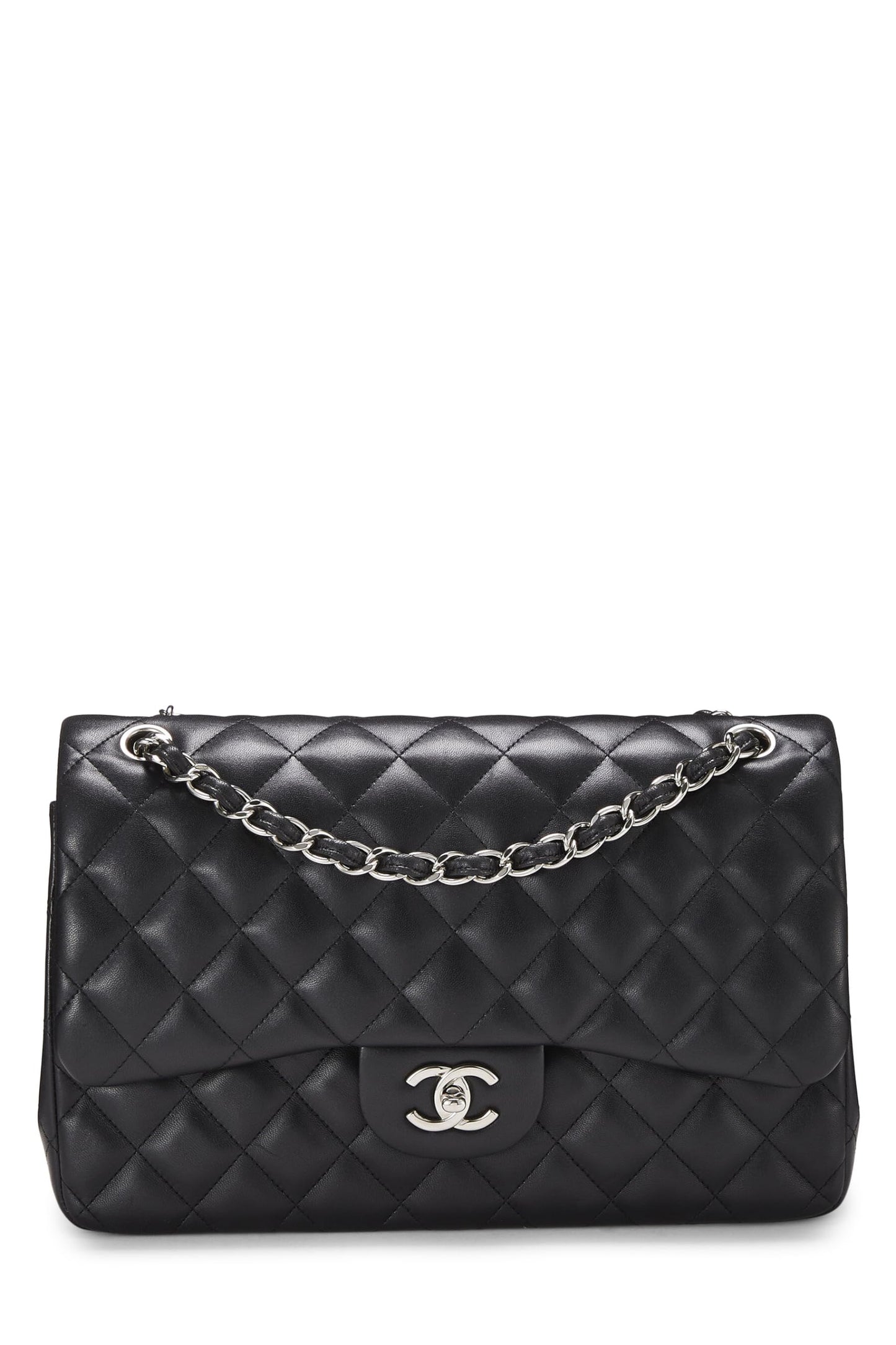 Chanel, Pre-Loved Black Quilted Lambskin New Classic Double Flap Jumbo, Black