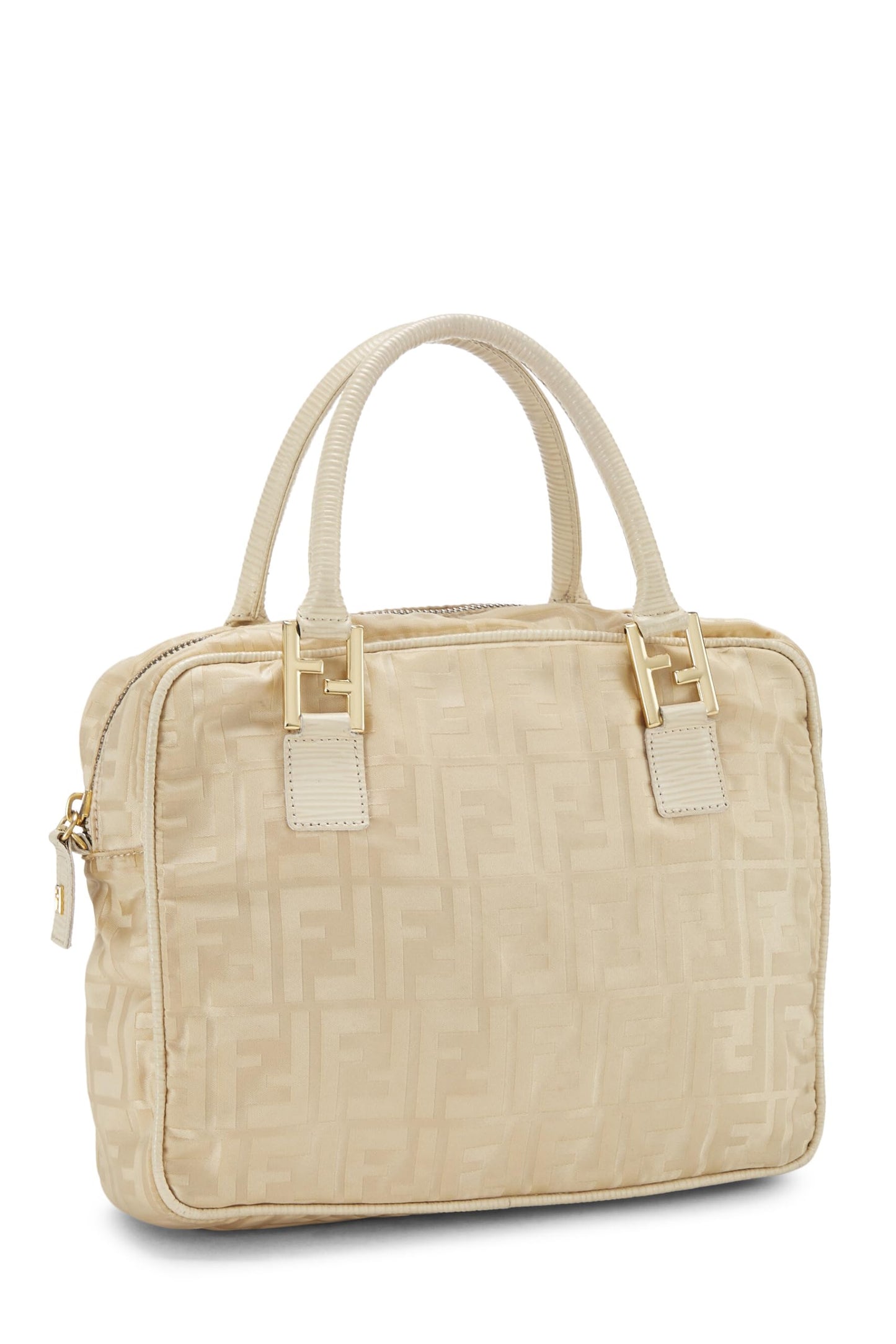 Fendi, sac à main en nylon beige Zucca d'occasion, beige