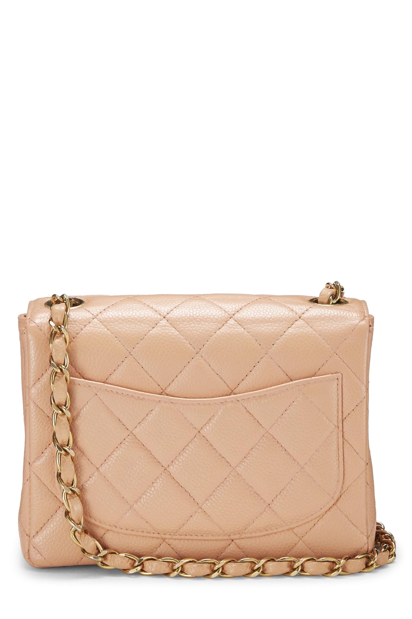 Chanel, Mini sac à rabat matelassé rose caviar d'occasion, rose