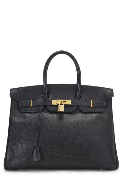 Hermès, Pre-Loved Black Ardennes Birkin 35, Negro