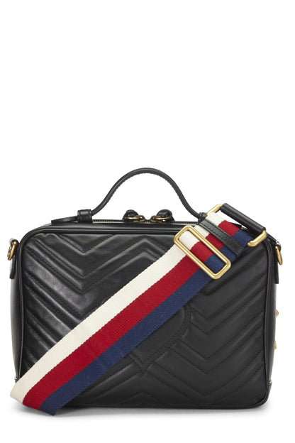 Gucci, sac à bandoulière GG Marmont en cuir noir d'occasion, petit modèle, noir