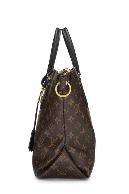 Louis Vuitton, sac fourre-tout zippé à fleurs monogrammées noires MM, d'occasion, noir