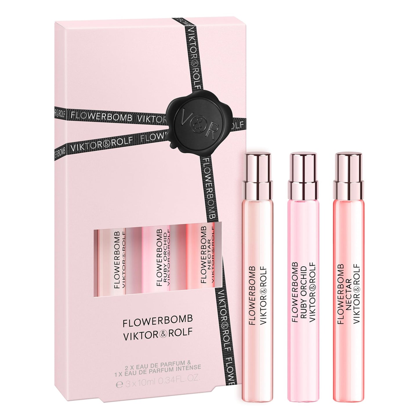 Viktor&amp;Rolf - Flowerbomb - Set de regalo de viaje para el descubrimiento de perfumes femeninos - Flowerbomb, Ruby Orchid y Nectar Eau de Parfum - Set de 3, 0,3 fl oz cada uno