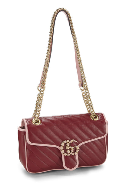 Gucci, sac à bandoulière GG Marmont Torchon en cuir rouge d'occasion, petit, rouge