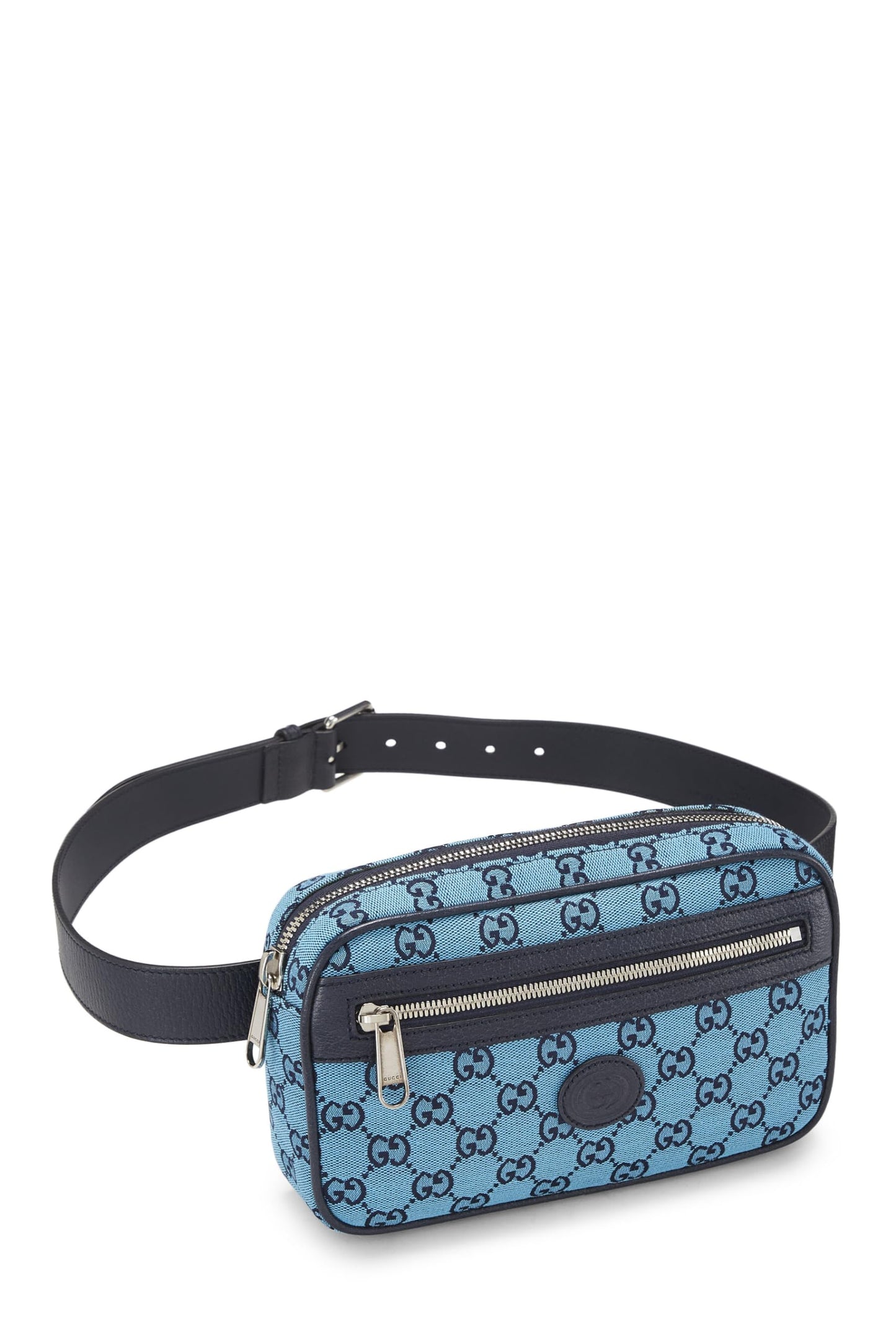 Gucci, Pre-Loved Blue GG Marmont Canvas Belt Bag, Blue