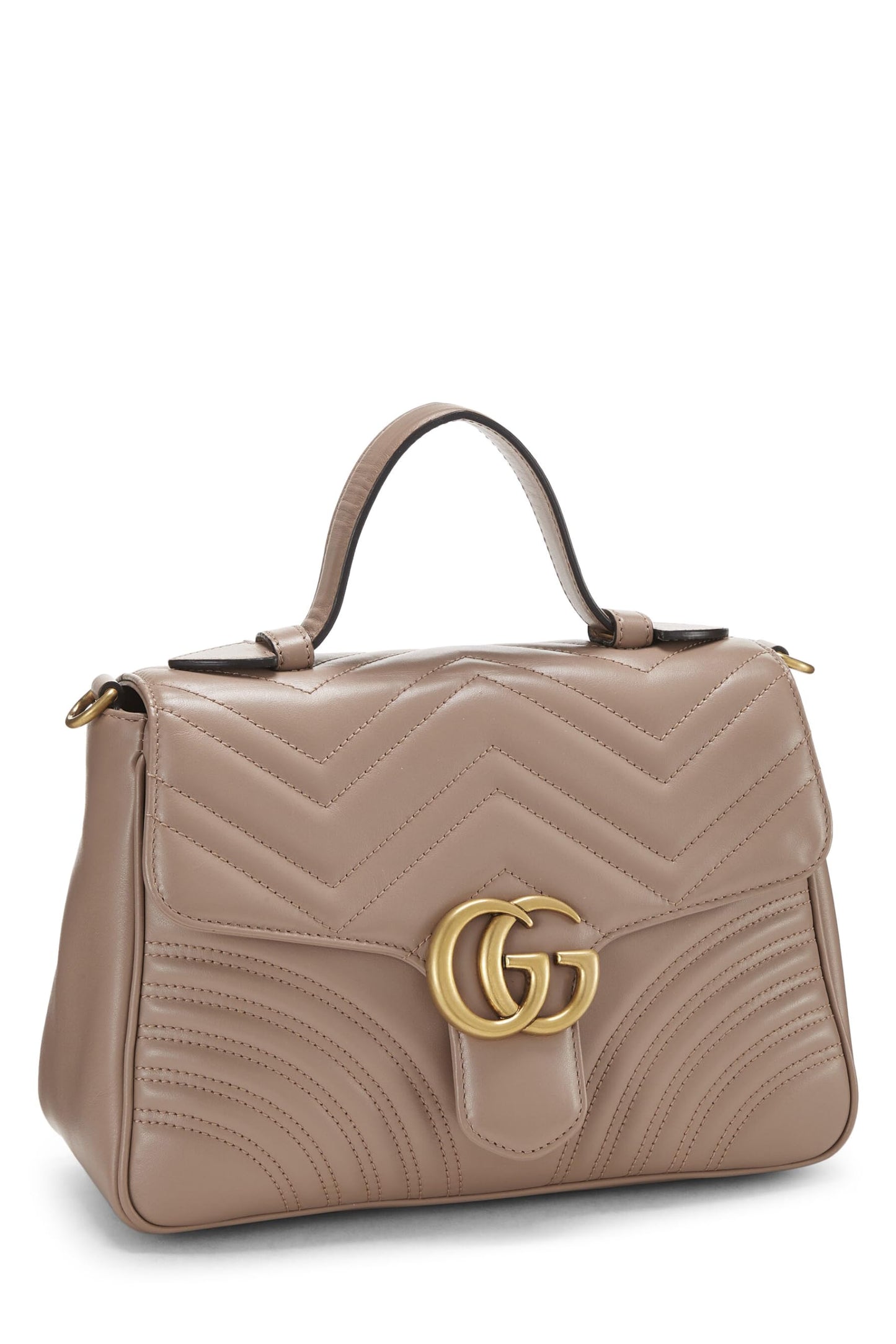 Gucci, sac à main GG Marmont en cuir rose d'occasion, petit modèle, rose