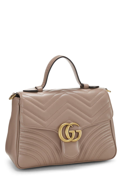 Gucci, sac à main GG Marmont en cuir rose d'occasion, petit modèle, rose