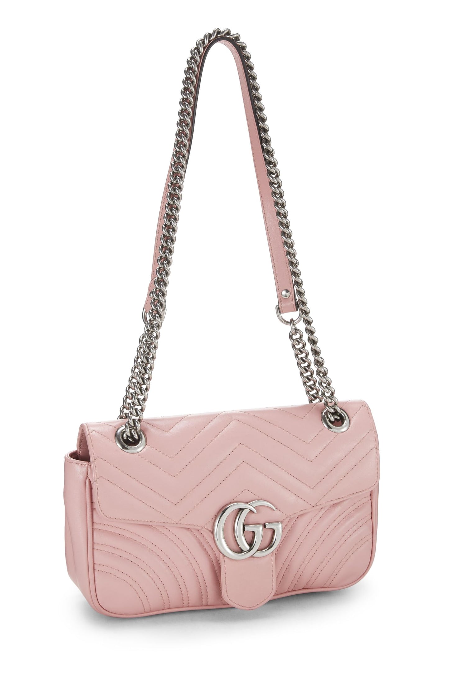 Gucci, sac à bandoulière Marmont en cuir matelassé rose d'occasion, rose