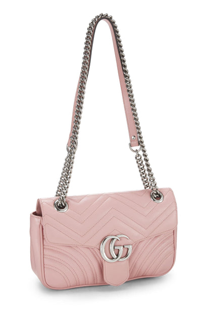 Gucci, Bolso de hombro Marmont de piel Matelassé rosa Pre-Loved, Rosa