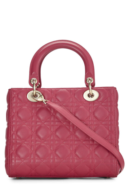 Dior, Pre-Loved Pink Cannage Quilted Lambskin Lady Dior Medium, Pink