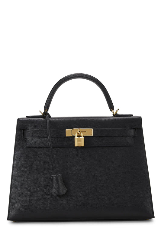 Hermès, Pre-Loved Black Epsom Kelly Sellier 32, Negro